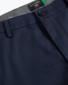 View of model wearing Navy Blazer Signature Iron Free Khakis, Skinny Fit with Stain Defender®.