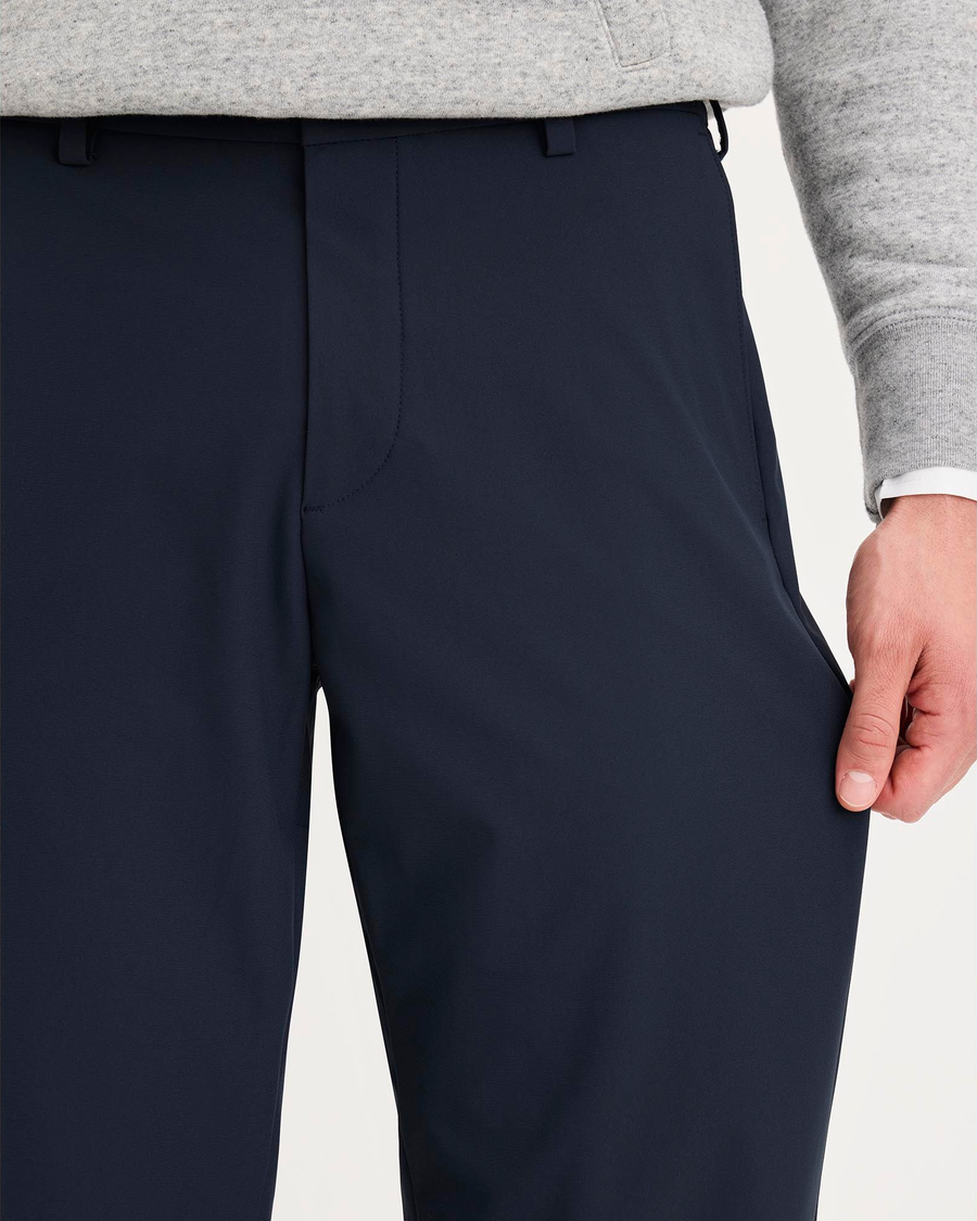 View of model wearing Navy Go Airweave Chino, Straight Fit.