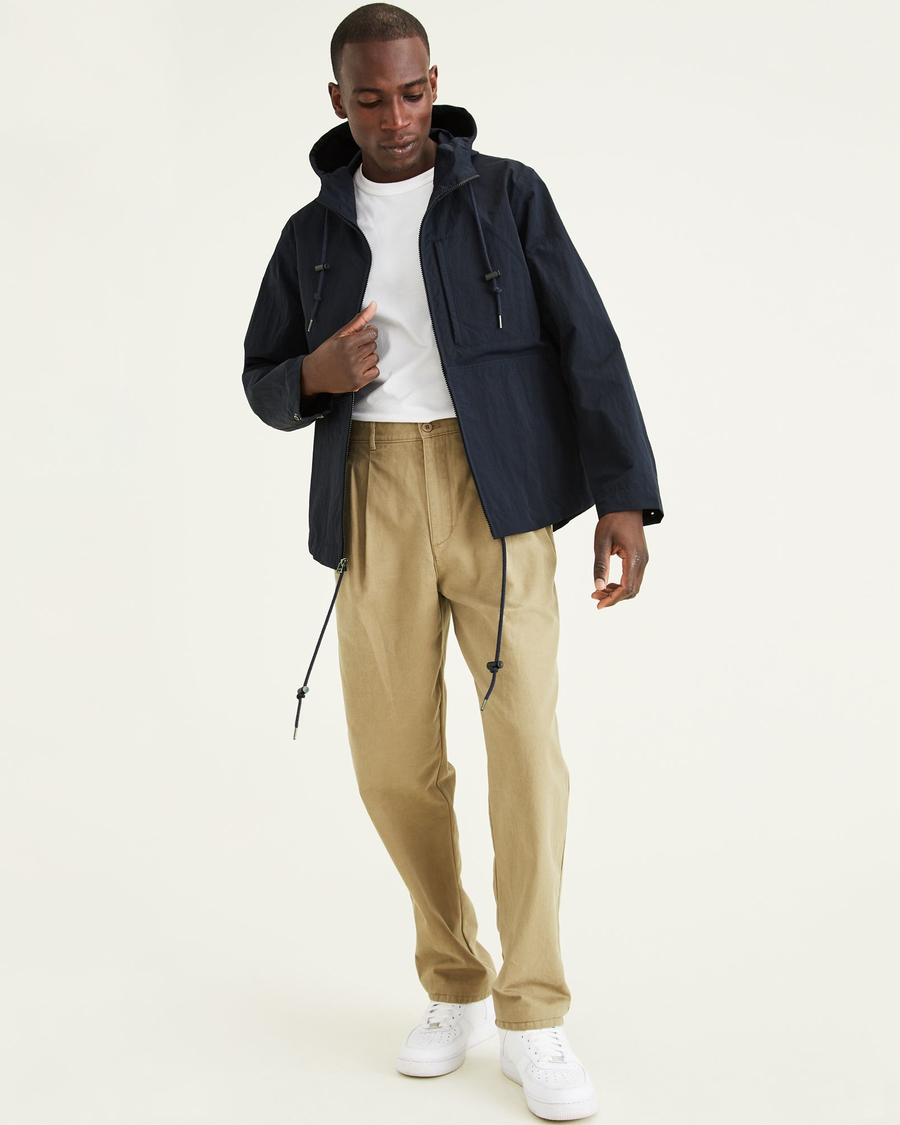 View of model wearing New British Khaki Men's Classic Fit Original Khaki.