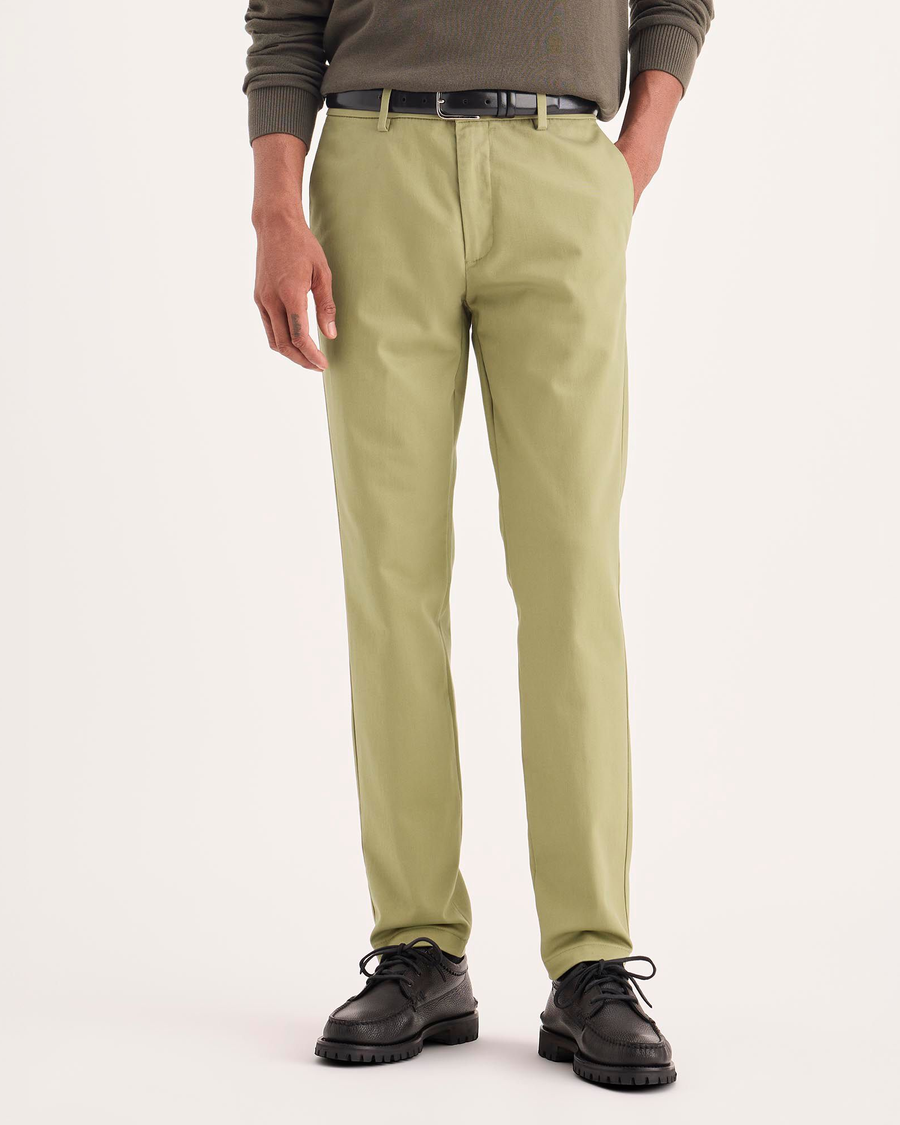 Dockers Heren Chino Signature Stain Defender Slim Creased - Vlekbestendige Kaki Broek Met Comfort Stretch