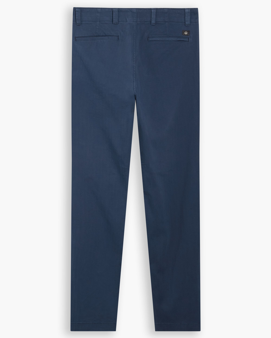 View of model wearing Ocean Blue Alpha Chino Pants, Slim Fit.