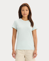 Front view of model wearing Pastel Blue Favorite Tee, Slim Fit.