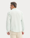 Back view of model wearing Pastel Blue Ultimate Shirt, Regular Fit.