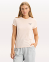 Front view of model wearing Peach Blush Graphic Tee, Slim Fit.