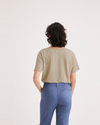 Back view of model wearing Safari Women's Deep V-Neck Tee Shirt.