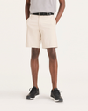 Front view of model wearing Sahara Khaki Go Chino Shorts, Straight Fit with Airweave.