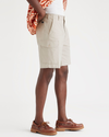 Side view of model wearing Sahara Khaki Men's Cargo Shorts.