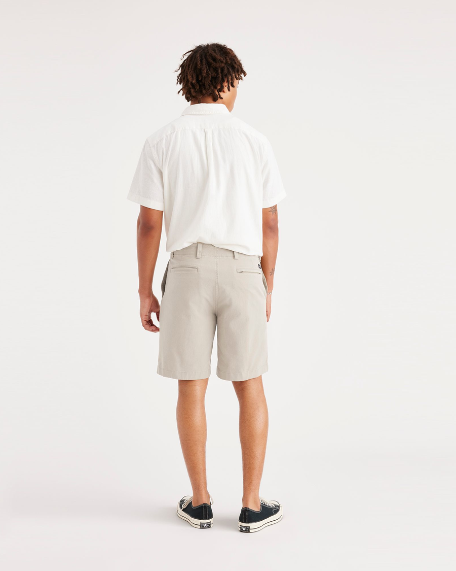 Back view of model wearing Sahara Khaki Men's Straight Fit California Shorts.