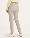 Back view of model wearing Sahara Khaki Women's Mid-Rise Slim Collins Trouser with Sculpt.