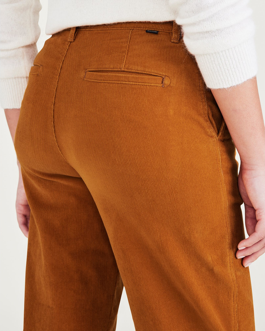 View of model wearing Sorrel Women's High Waisted Straight Fit Original Khaki Pants.