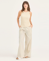 Front view of model wearing Summer Earth Women's Drawstring Pants.