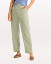 Front view of model wearing Tea Blake Chino Pants, High Straight Fit.