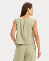 Back view of model wearing Tea Button-Front Tank, Regular Fit.