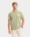 Front view of model wearing Tea Graphic Tee, Regular Fit.