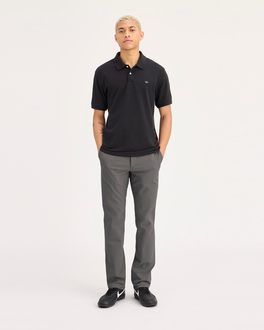 Front view of model wearing Thunderstorm Ultimate Chinos, Slim Fit.