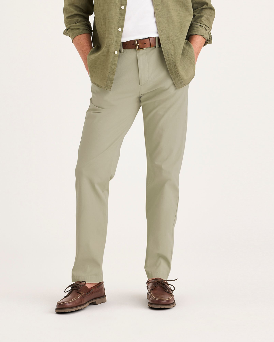 Front view of model wearing Tidal Foam Men's Slim Fit Smart 360 Flex Alpha Chino Pants.