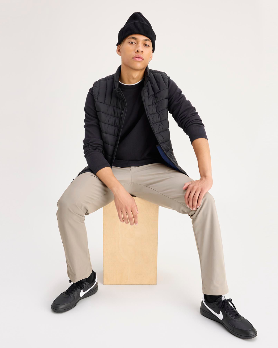 View of model wearing Timberwolf Go Chino, Slim Fit with Airweave.