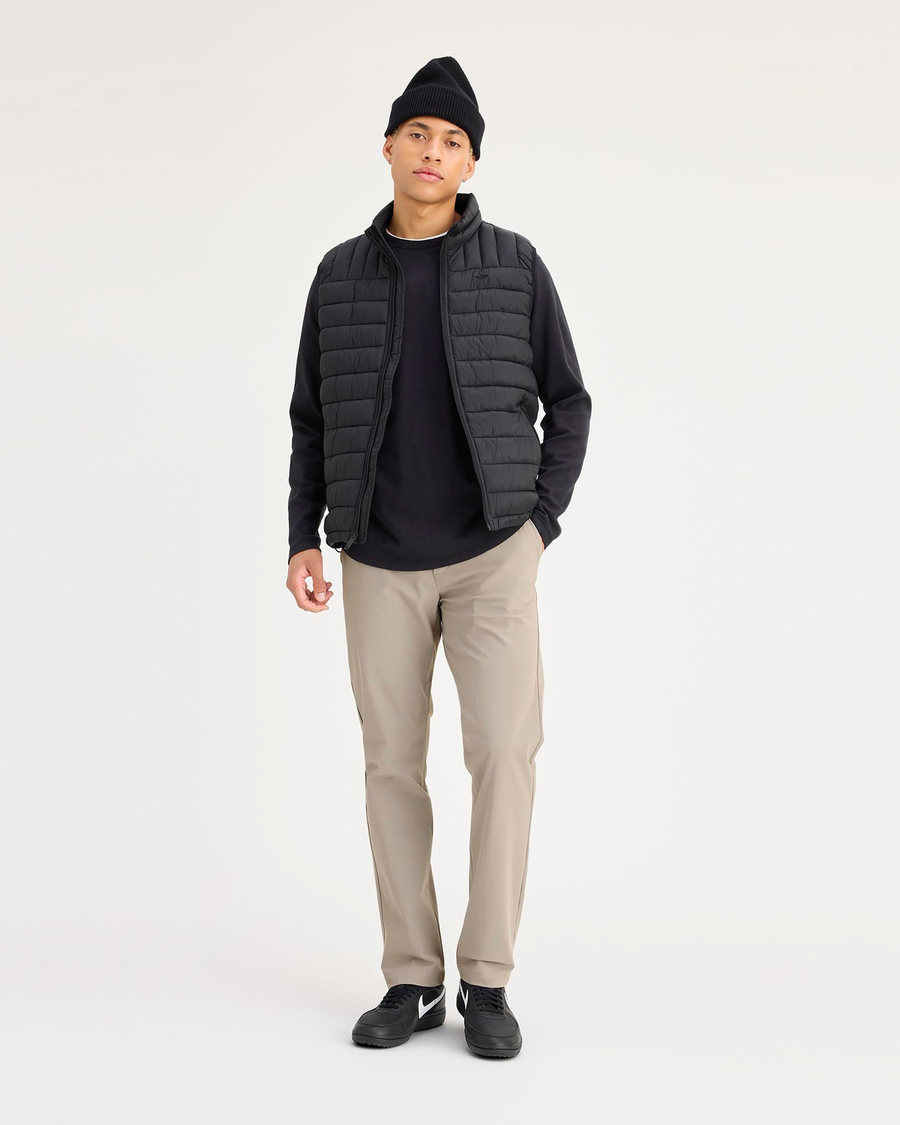 Front view of model wearing Timberwolf Go Chino, Slim Fit with Airweave.