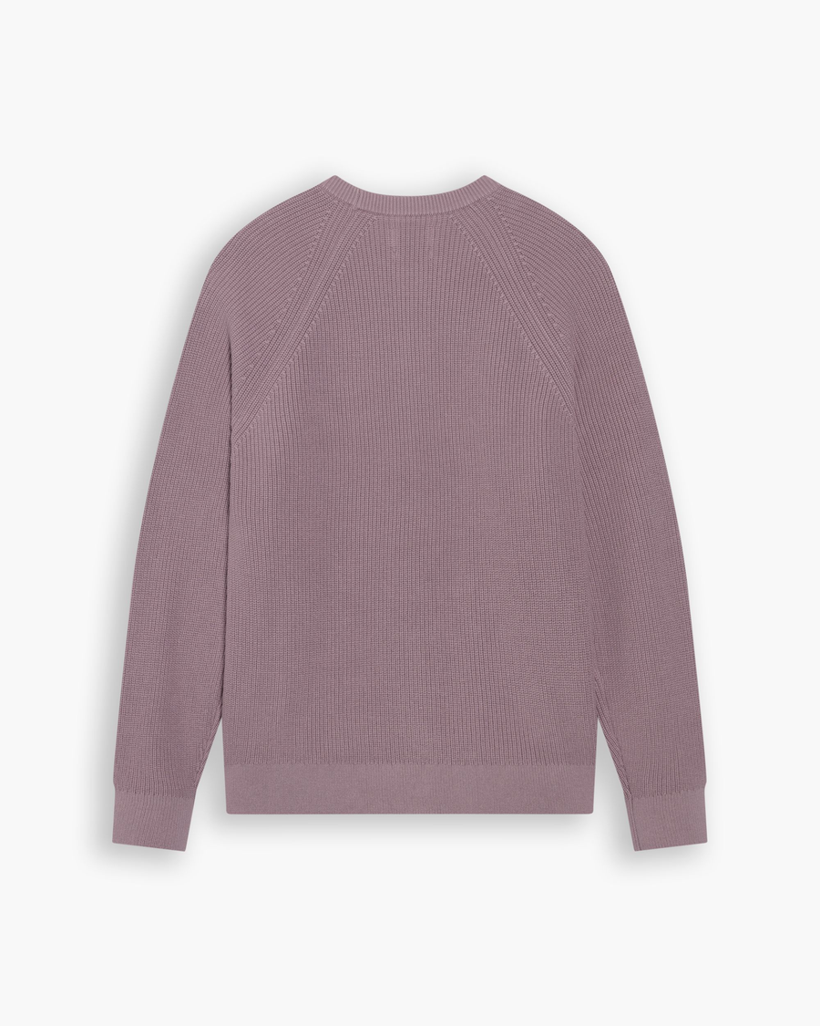 View of model wearing Toadstool Crewneck Sweater, Regular Fit.