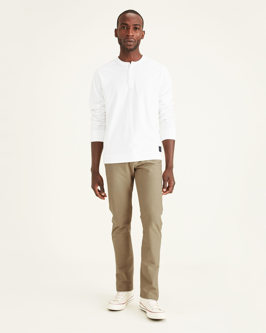 Front view of model wearing True Chino Men's Smart 360 Flex Comfort Knit Chino.