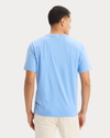 View of model wearing Vista Blue Graphic Tee, Regular Fit.