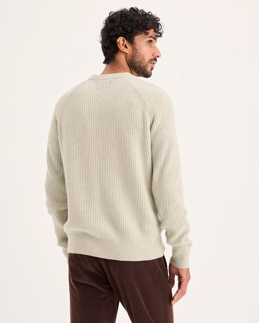 Back view of model wearing Wishbone Crewneck Sweater, Regular Fit.